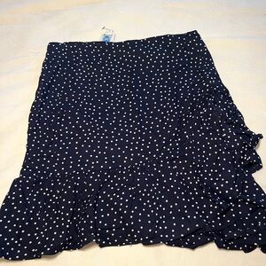 Francesca's Collections Asymmetrical Navy Polka Dot Skirt